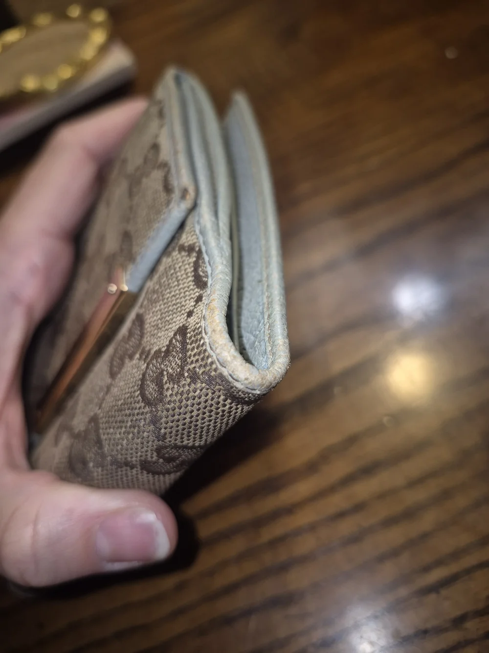Gucci GG Brown Blue Canvas Bi Fold "Project" Wallet - Picture 10 of 13